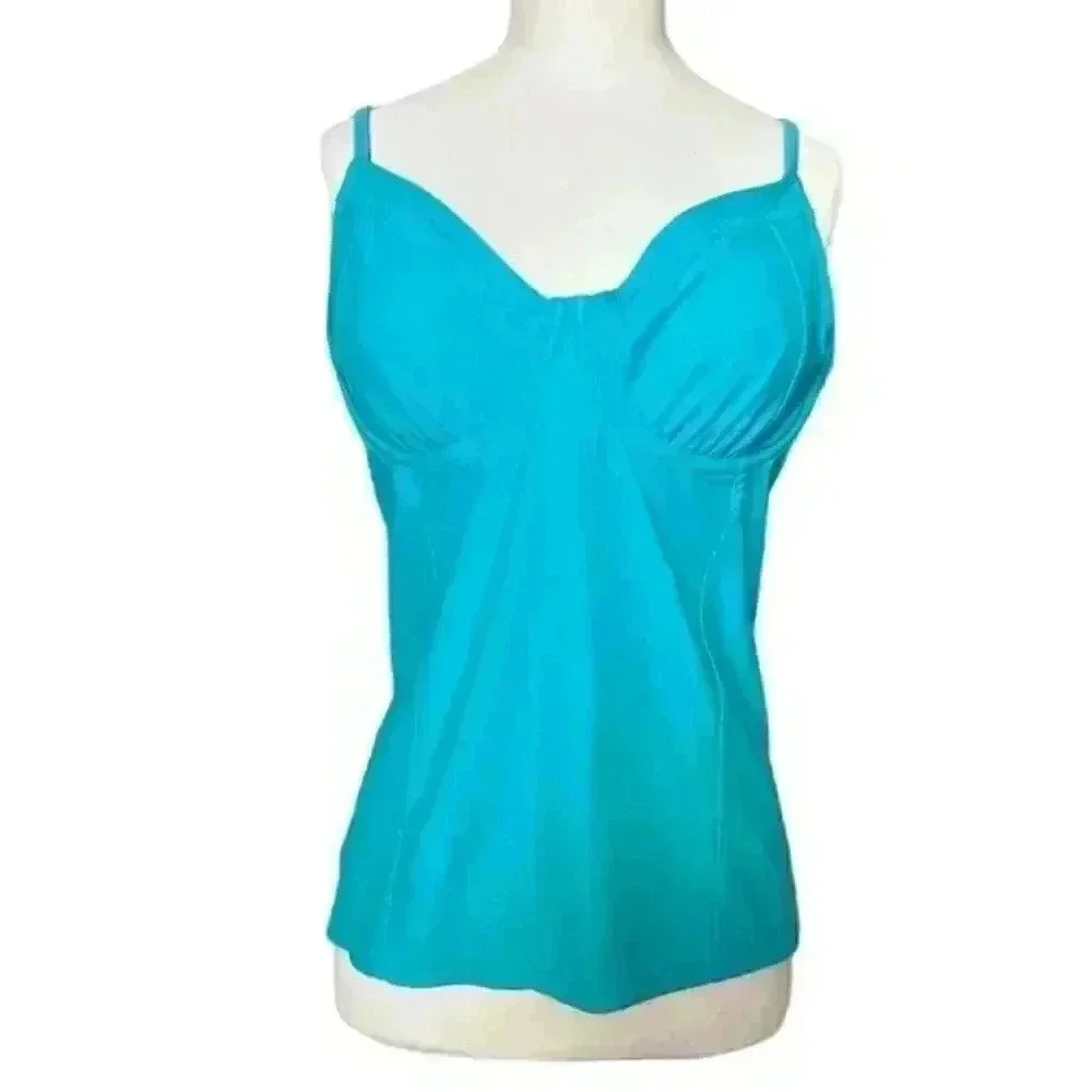 Athleta Turquoise Blue Underwire Tankini Top Size 38 B/C